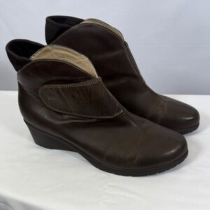Jambu Perla Hyper Grip Women's Dark Brown Leather Hidden Wedge Shoes SZ 11 EU 42